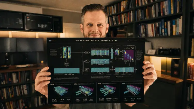 Tech creator presenting an explainer poster